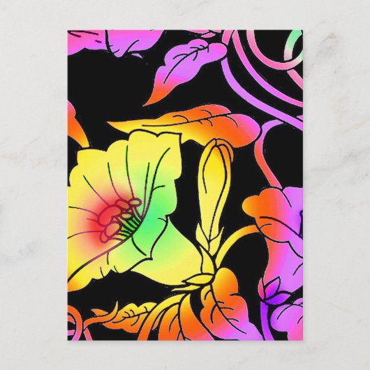 Neonblumen Postkarte (Vorderseite)