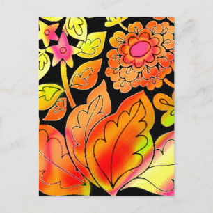 Neonblumen Postkarte