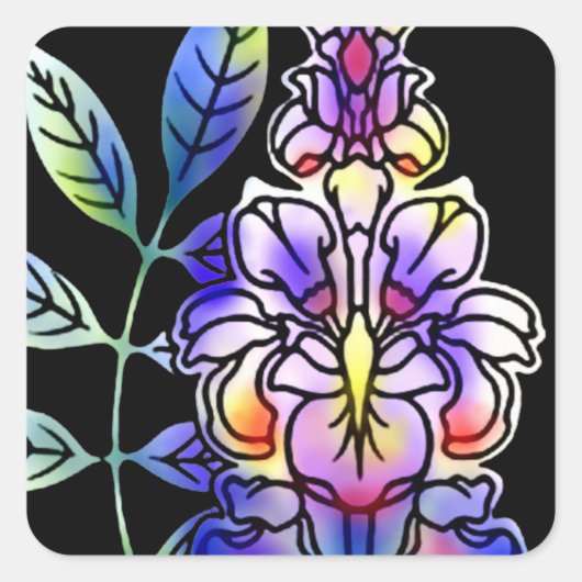 Neonblumen Quadratischer Aufkleber (Vorderseite)