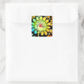 Neonblumen Quadratischer Aufkleber (Tasche)