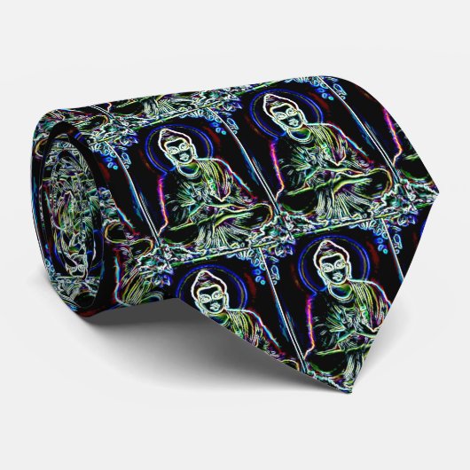 Neonbuddha-Krawatte Krawatte (Gerollt)