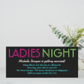 Neondamen-Nachtkarte Einladung (Stehend Vorderseite)