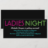 Neondamen-Nachtkarte Einladung (Vorne/Hinten)