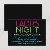 Neondamen-Nachtkarte Einladung (Vorne/Hinten)