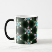 Neondiamant-Blumen auf schwarzer verwandelnder Verwandlungstasse (Links)