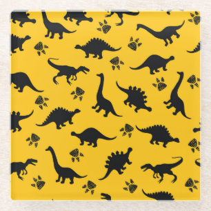 Neondinosaurier, urbanes Grunge-Muster Glasuntersetzer
