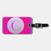 Neonenstreifen in lila Monogramm Gepäckanhänger (Vorderseite horizontal)