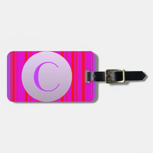 Neonenstreifen in lila Monogramm Gepäckanhänger (Vorderseite horizontal)