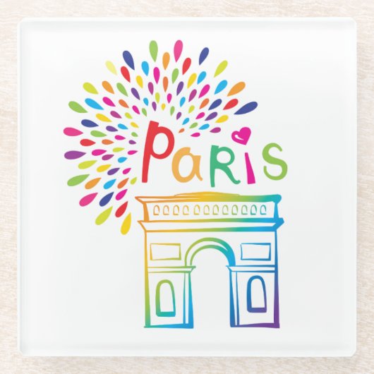 Neonentwurf Paris Frankreich | der Arc de Triomphe Glasuntersetzer (Vorderseite)