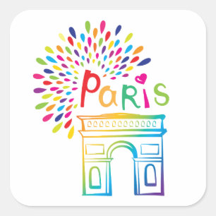 Neonentwurf Paris Frankreich   der Arc de Triomphe Quadratischer Aufkleber