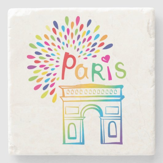 Neonentwurf Paris Frankreich | der Arc de Triomphe Steinuntersetzer (Vorderseite)