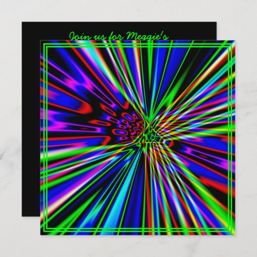 Neonexplosion Limon Geburtstag Einladung (Vorne/Hinten)