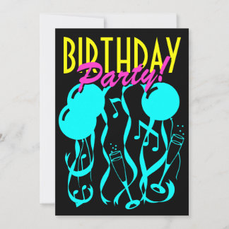 Neonfarbegeburtstags-Party Einladungsschablone Einladung
