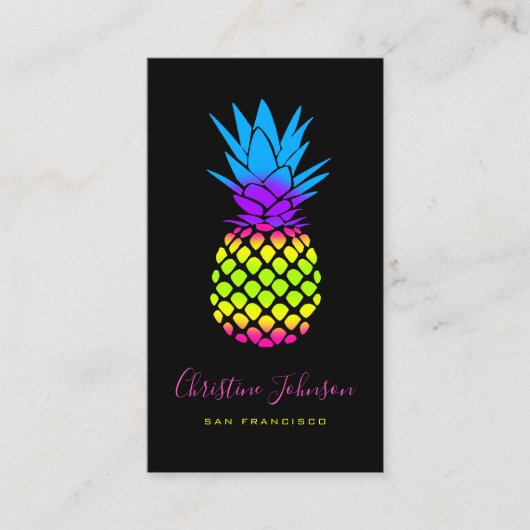 Neonfarben Ananas-Logo Visitenkarte (Vorderseite)