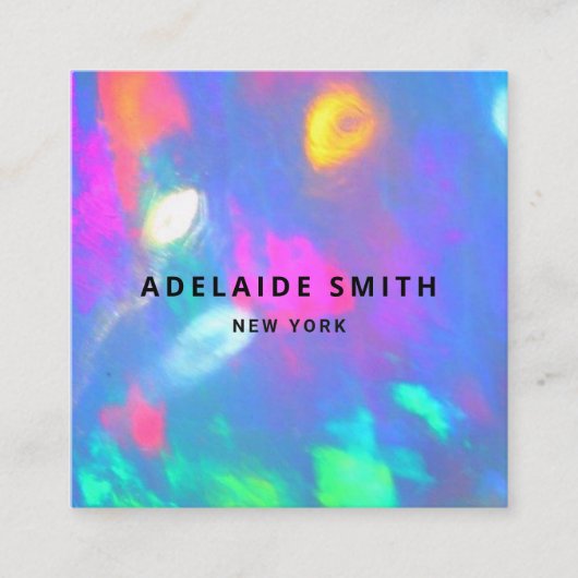 Neonfarben Edelstein Opal Foto Quadratische Visitenkarte (Vorderseite)