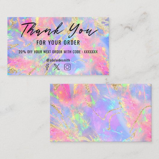 Neonfarben Edelstein Opal Textur danke Visitenkarte (Vorne/Hinten)