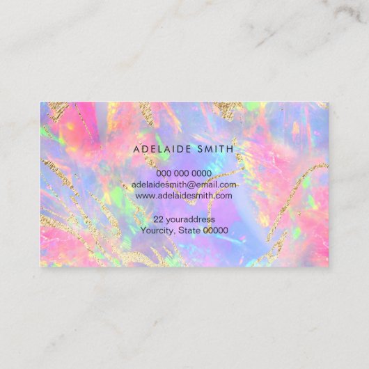 Neonfarben Edelstein Opal Textur Visitenkarte (Rückseite)