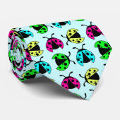 Neonfarben leuchtende Ladybugs Krawatte (Gerollt)