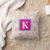 Neonfarben-Muster | Monogramm Kissen (Decke)