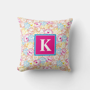 Neonfarben-Muster   Monogramm Kissen