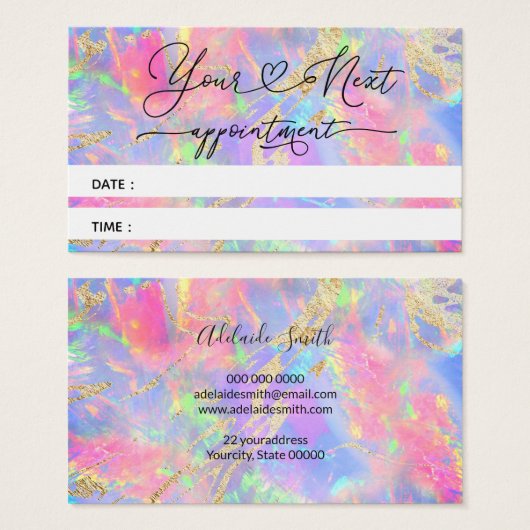 Neonfarben Opal Terminkarte (Vorne & Hinten)
