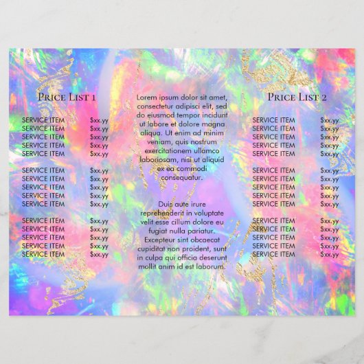 Neonfarben Opal-Trifold-Broschüre (Rückseite)