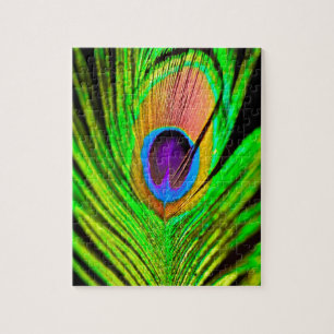 Neonfarben Pfauenfeder Puzzle