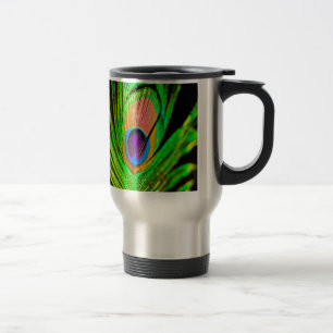 Neonfarben Pfauenfeder Reisebecher