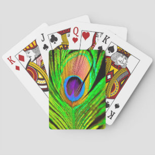 Neonfarben Pfauenfeder Spielkarten