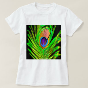 Neonfarben Pfauenfeder T-Shirt