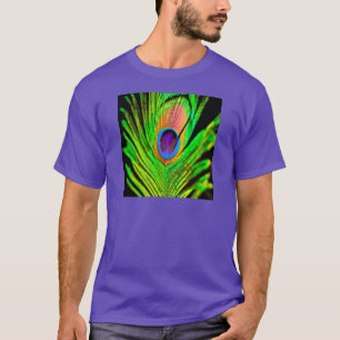 Neonfarben Pfauenfeder T-Shirt