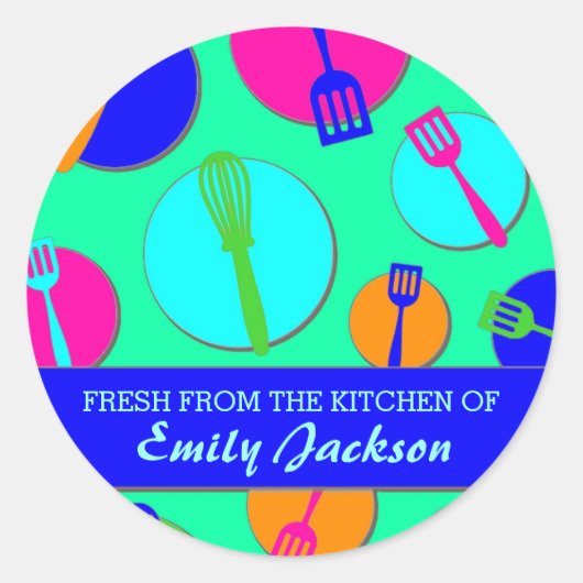 Neonfarben Retroutensilien für benutzerdefinierte  Runder Aufkleber (Vorderseite)