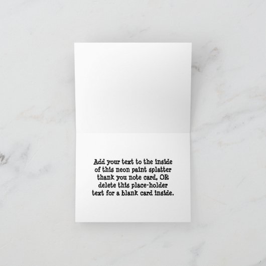 Neonfarben-Spritzer danken Ihnen oder Dankeskarte (Innenseite)