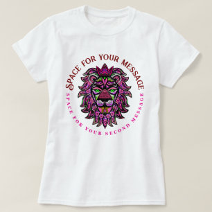 Neonfarbene gekrönte Löwenkunst mit individuellem T-Shirt