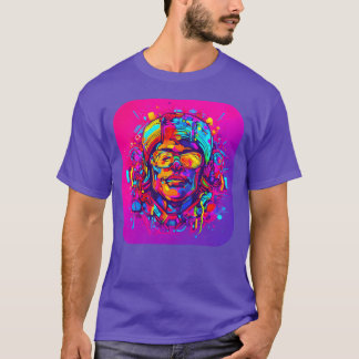 Neonfarbene Glow Party Elektro lustig T-Shirt