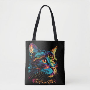 Neonfarbene Katzengesicht Tasche
