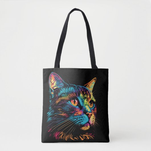 Neonfarbene Katzengesicht Tasche (Vorderseite)
