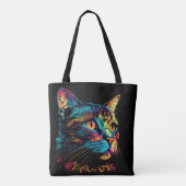Neonfarbene Katzengesicht Tasche (Rückseite)
