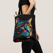 Neonfarbene Katzengesicht Tasche (Von Nahem)