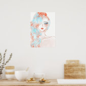 Neonfarbene Mädchenkarte Poster (Küche)