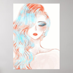 Neonfarbene Mädchenkarte Poster