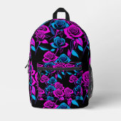 Neonfarbene Rosen Bedruckter Rucksack (Vorderseite)