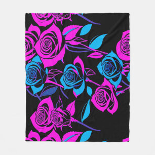 Neonfarbene Rosen Fleecedecke