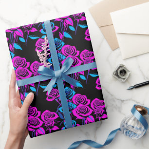 Neonfarbene Rosen Geschenkpapier