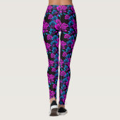Neonfarbene Rosen Leggings (Rückseite)