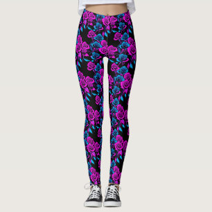 Neonfarbene Rosen Leggings