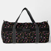 Neonfarbene Wildblumen, benutzerdefinierte Monogra Duffle Bag (Vorderseite)