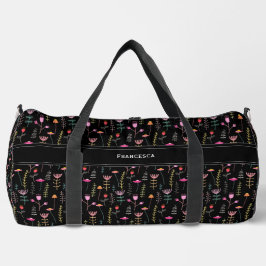 Neonfarbene Wildblumen, benutzerdefinierte Monogra Duffle Bag