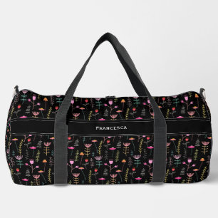 Neonfarbene Wildblumen, benutzerdefinierte Monogra Duffle Bag