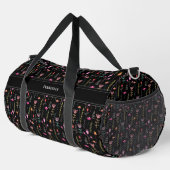 Neonfarbene Wildblumen, benutzerdefinierte Monogra Duffle Bag (Rechte Ecke)